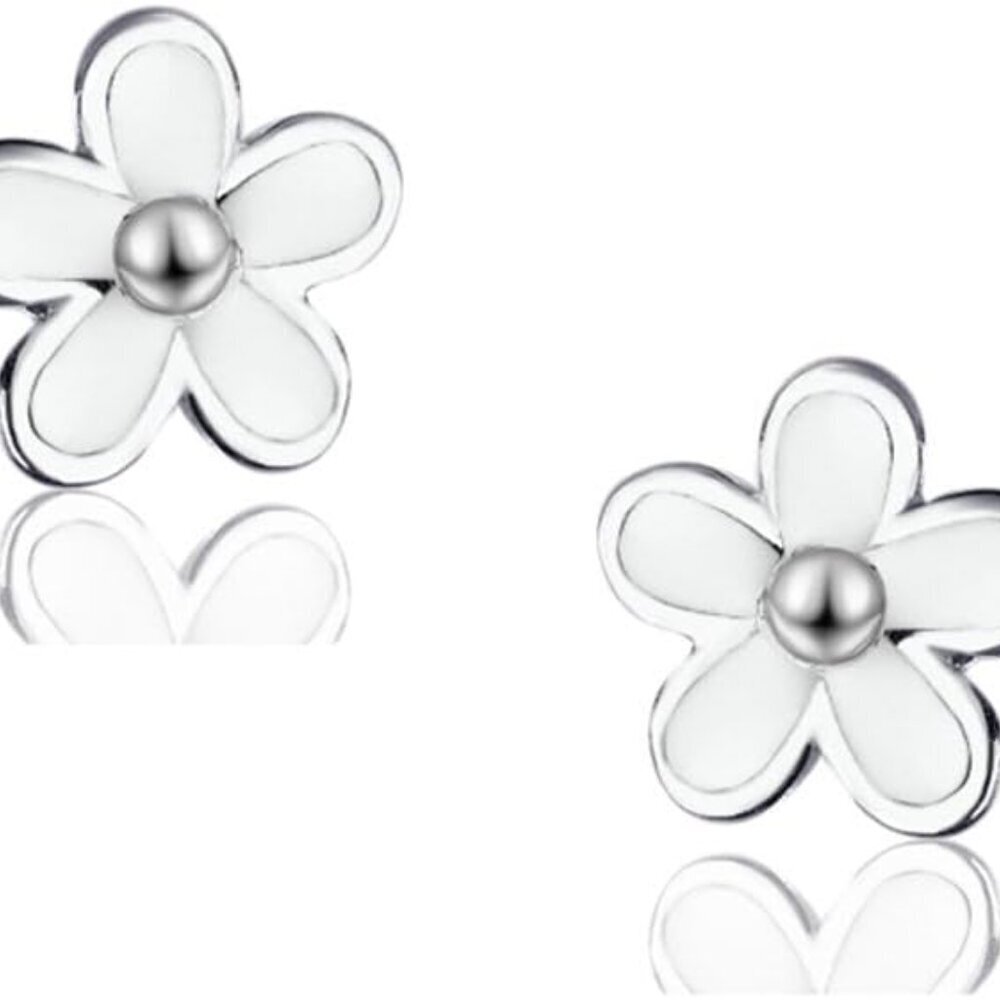 Solid 925 Sterling Silver Little Daisy Earrings Studs for Women Teens Petite Flo